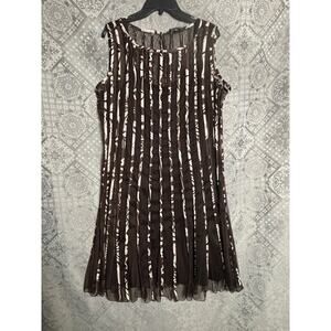 Sandra Darren Brown Mesh Overlay Cocktail Dress w/ Slip Size 18W